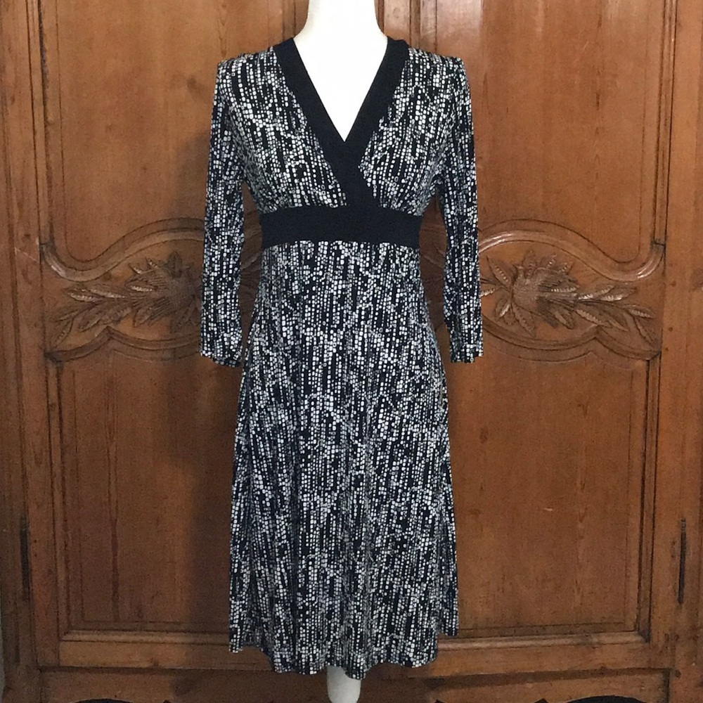 Merona Empire Waist Style Black/White Print Dress